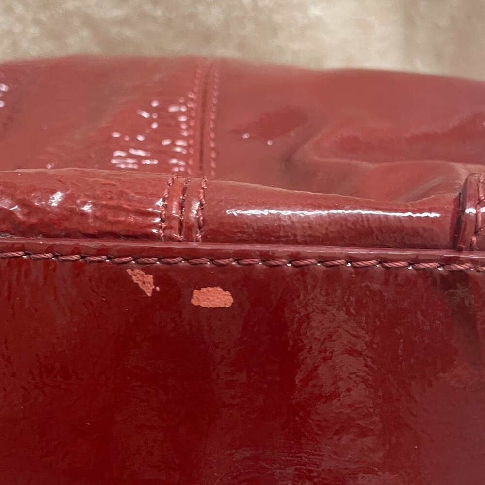Francesco Biasia Burgundy High Gloss Patent Leather Large Hobo Bag - Picture 15 of 16